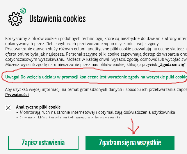 promocja bnp cookies zgody