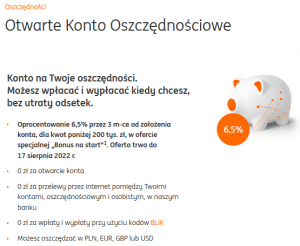 ing konto oszczednościowe bonus na start