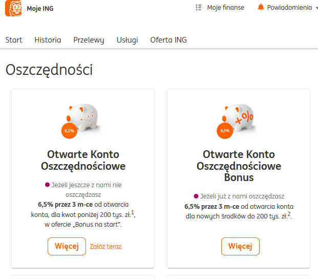 ing promocja konta oszczędnościowego 6,5 procent