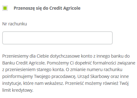 credit agricole przeniesienie konta