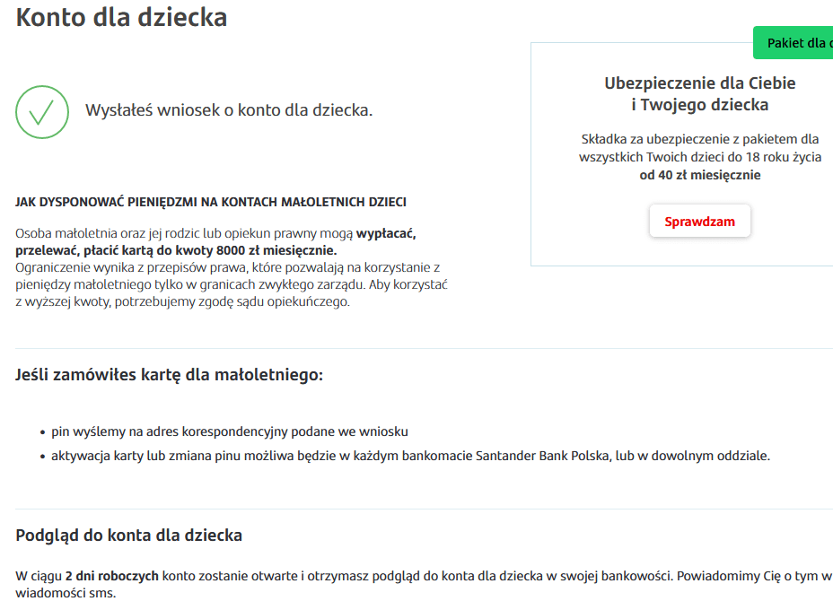 santander zakładanie konta dla dziecka