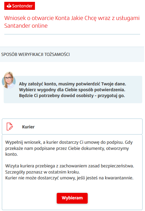 zakładanie konta santander kurier